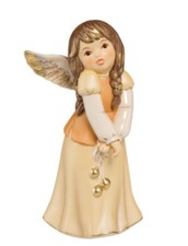 Goebel Engel Ganz entzückt 14cm champagner mit goldenen Kugeln OVP Himmelsboten 