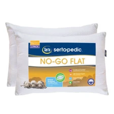 Serta Sertapedic No-Go Flat Bed Pillows - White, 2 Pack (1641183)
