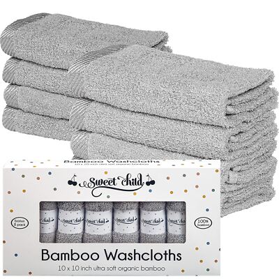 Washcloths Bamboo Face Towel Hand Cloth Set 8Pack for Bathroom-Hotel-SPA-Kitchen