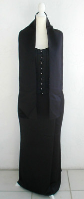 COTY 3 pc Maxi Jacket Dress w/Shawl Size M Black Beaded Embroidery NWT