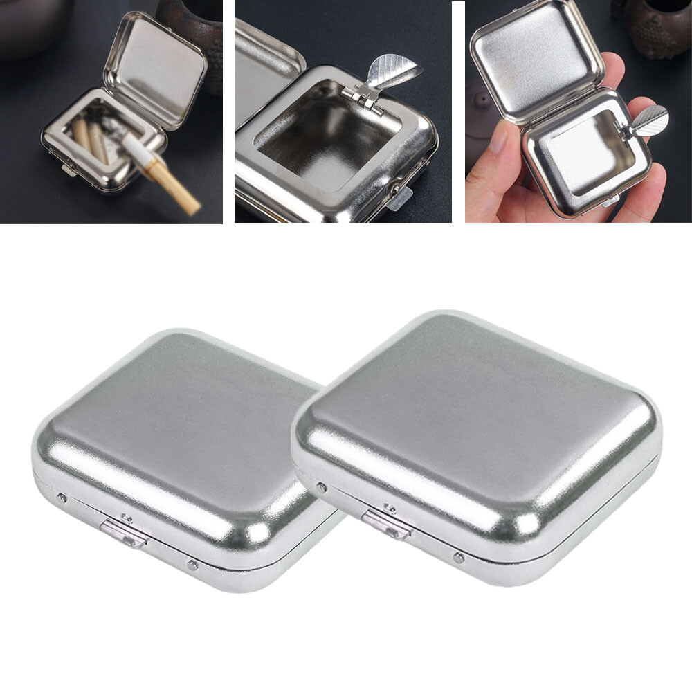 cigarette pocket ashtray 2 Pcs Portable Car Ashtray Metal Pocket Ashtray Mini Ashtray with Lid  Cigaretbe