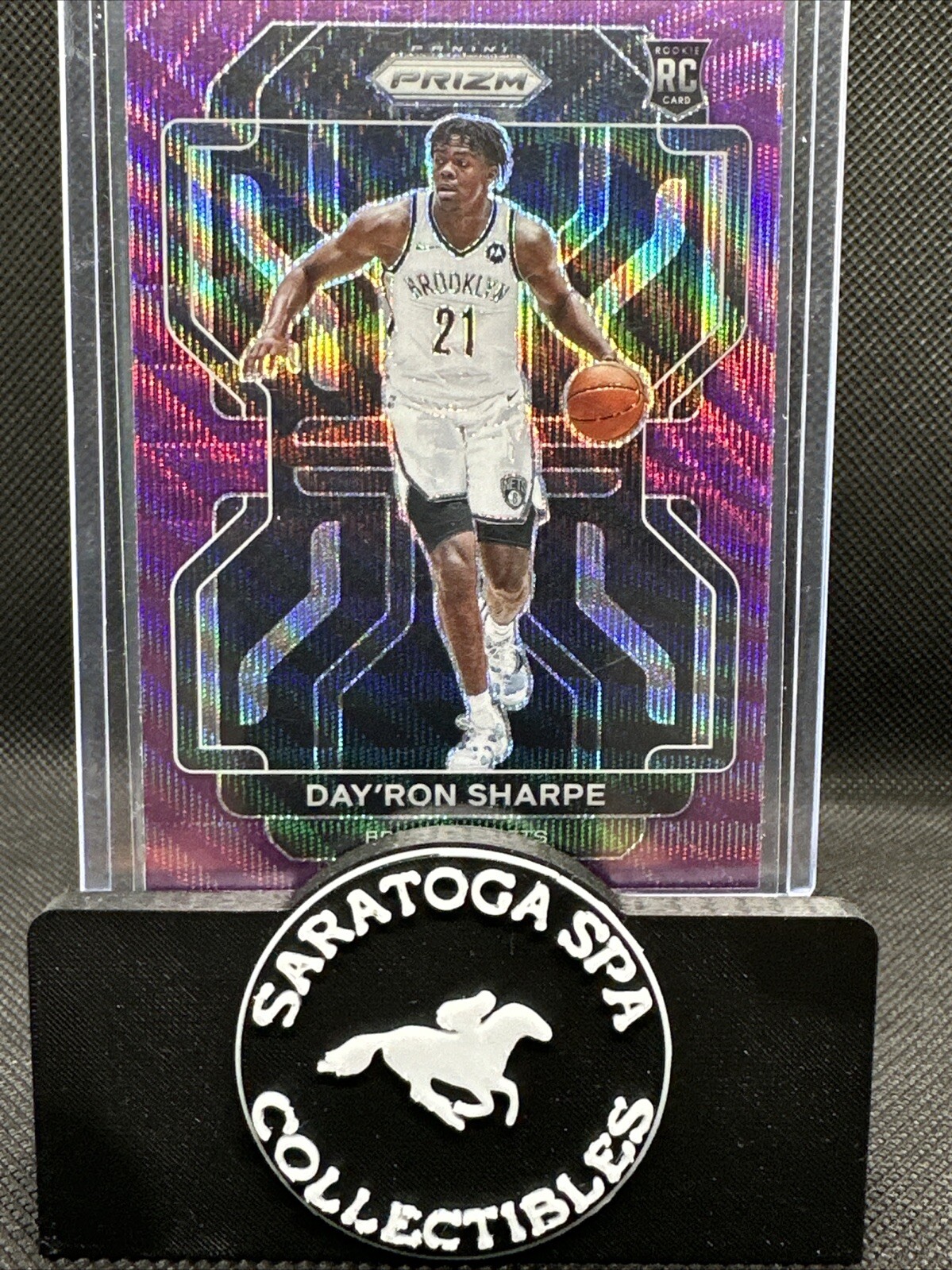 Day'Ron Sharpe 2021-22 Panini Prizm #281 Purple Wave Prizm Rookie Brooklyn Nets