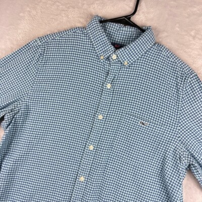 Vineyard Vines Flannel Shirt Mens Large Blue Long Sleeve Button Gingham Check