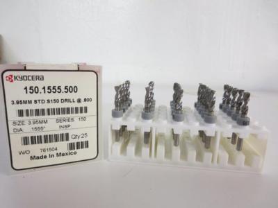 KYOCERA 150.1555.500 3.95MM STD S150 PCB DRILL BIT @ .800'' (BOX OF 50)