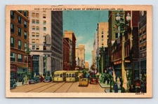 Euclid Avenue Street View Cleveland Ohio OH UNP Linen Postcard L12
