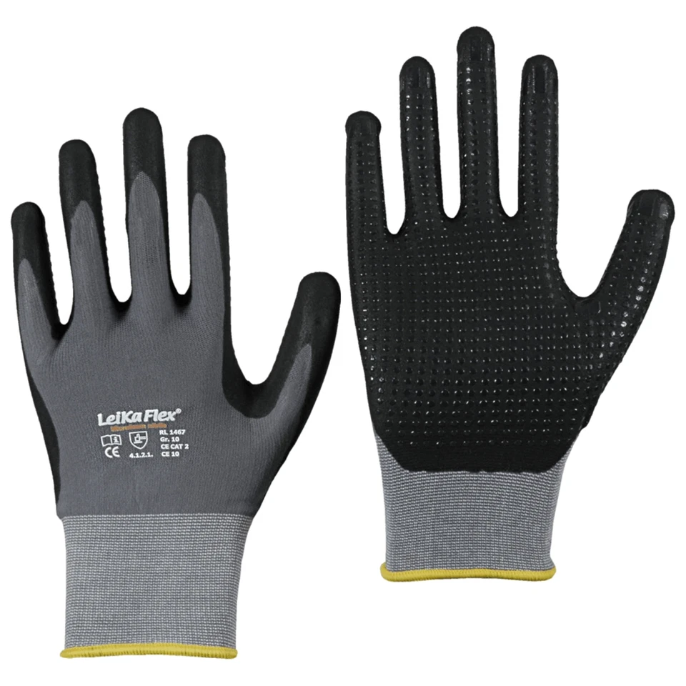 12 Paar LeiKaFlex mit Noppen 1467 Montagehandschuhe Handschuhe Arbeitshandschuhe - Bild 1 von 2