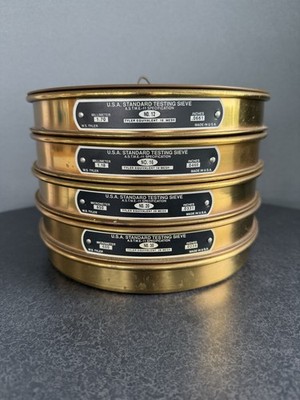 USA Standard Testing Sieves (4) W/ Cover & Pan No. 12, 16, 20, 30 W.S. Tyler