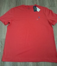 Polo Ralph Lauren Mens Size M Red Short Sleeve V Neck Cotton T Shirt New w/ tags