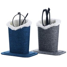 Eyeglass Holders, PU Leather Eyeglass Holder Stands with Linen Navy, Linen Grey