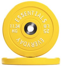 Everyday Essentials Olympic Bumper Plate Weight Plate Color Coded 25 lbs Pair