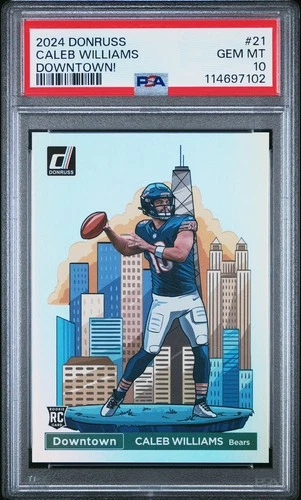 2024 CALEB WILLIAMS PANINI DONRUSS DOWNTOWN! PSA 10 GEM MINT BEARS ROOKIE RC