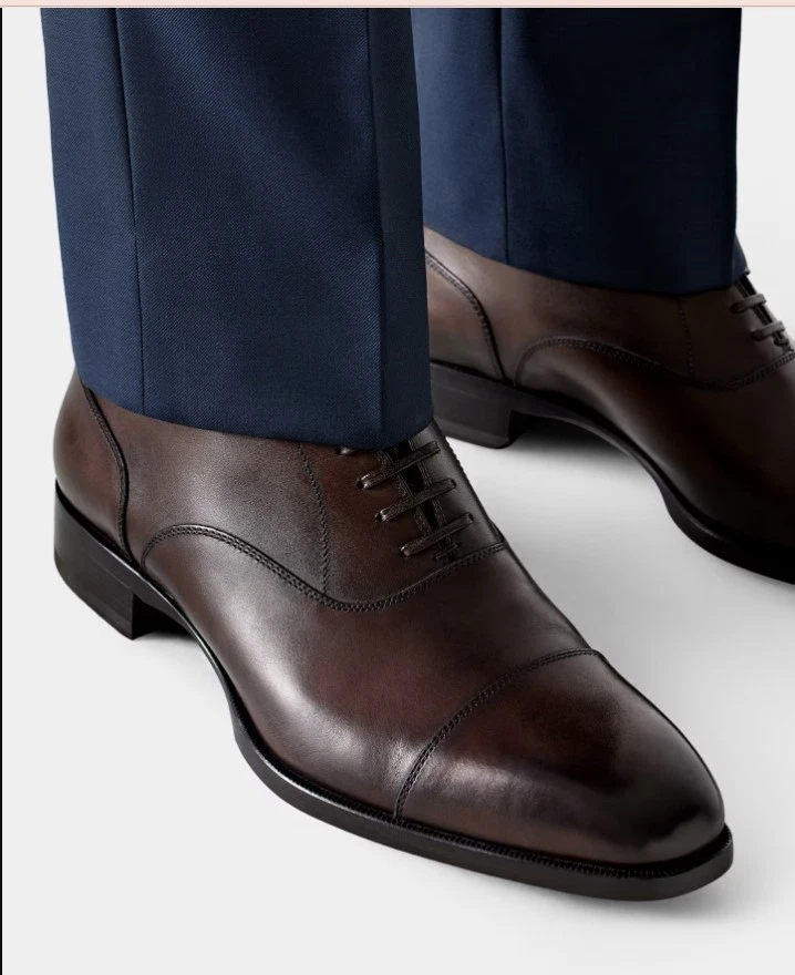 PUMA Scarpe Oxford da uomo fatte a mano in pelle marrone scarpe eleganti da uomo in pelle