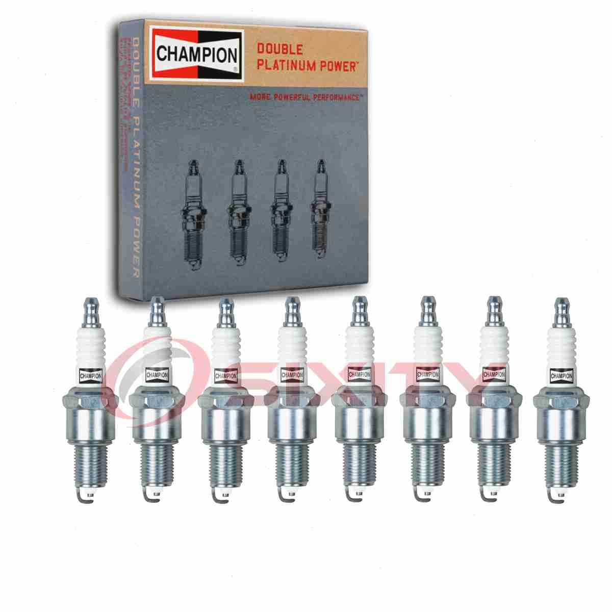 8 pc Champion Double Platinum Spark Plugs for 1975-1976 Cadillac Calais 8.2L oe