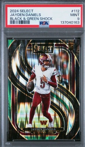 2024 Panini Select - PremierLevel Jayden Daniels#112Black/Green Shock(RC) PSA 9