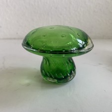MCM Neon Green Mushroom Art Blown Glass Vinta...