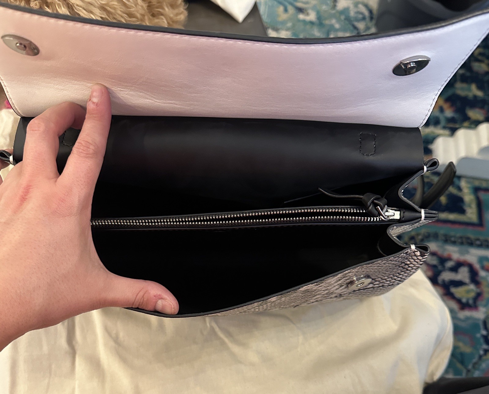 Tory Burch Python Embossed Snakeskin Leather Shou… - image 4