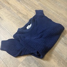 Vintage Van Heusen 417 Sweater Mens Medium Navy Blue Woven Knit Cotton USA Made