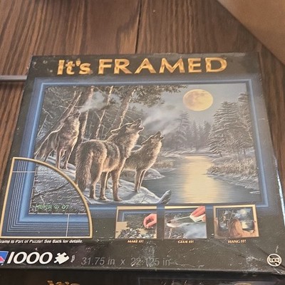 TCG Sure-Lox 1000 Piece Wolf Moon Jigsaw Puzzle Kit w/ Cardboard Frame & Glue