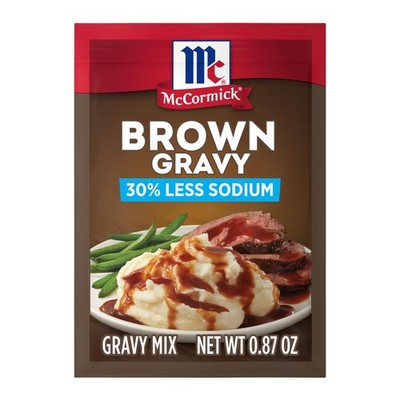 McCormick 30% Less Sodium Brown Gravy Mix, 0.87 oz Ounce (Pack of 1) 