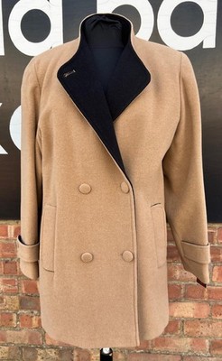 Camel Women's 10% Cashmere Double Breasted Mandarin Collar Kesta Coat Size 12