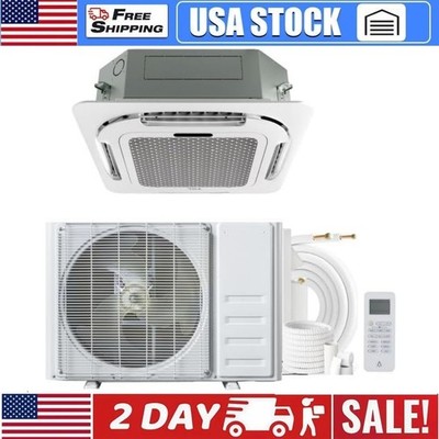  24000 BTU Ceiling Cassette Mini Split AC 8-way 360° Airflow Cooling & Heating