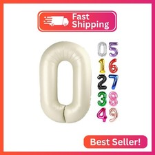 Cream Number 0 Balloon 40 Inch, 0th Birthday Party Decorations Men Women