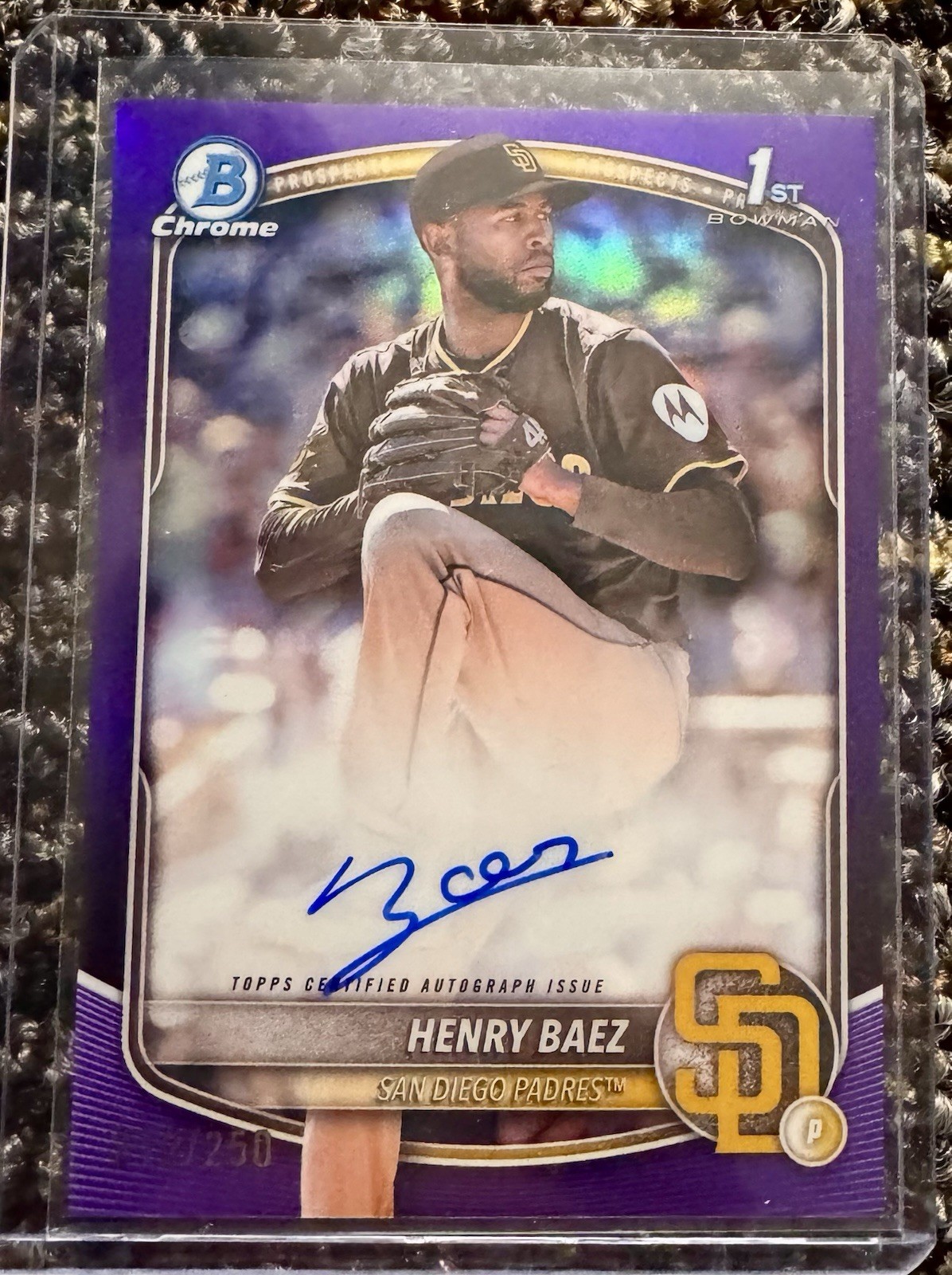 2025 Bowman Chrome Henry Baez 1st Auto True Purple Refractor /250 #CPA-HBA