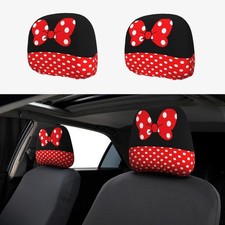 2 Pack Cute Black Polka Dot Red Bow Car Seat Headrest Cover For Women Car He... 2 Pack Cute Black Polka Dot Red Bow Car Seat Headrest Cover For Women Car He...