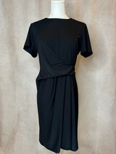 Nine West Black Sheath Dress Women’s M Wrap Front Short Sleeve Knee Length