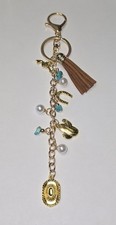 Glodtone Western Theme Turquoise Stone Pearls Purse Charm Keychain Gift Backpack