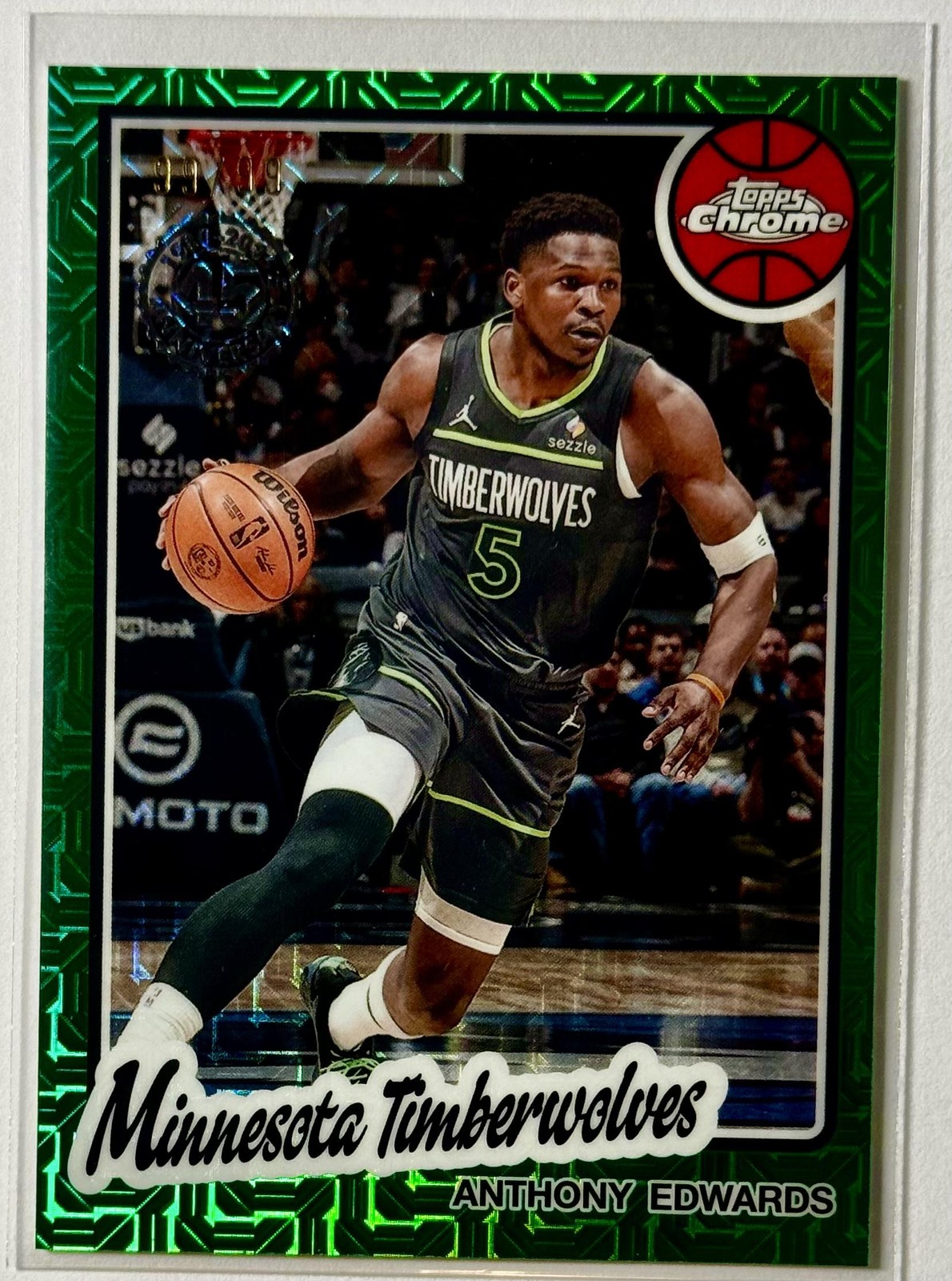 2025-26 Topps #TC-AE Anthony Edwards 1980-81 Chrome Green Mojo Refractor #/99