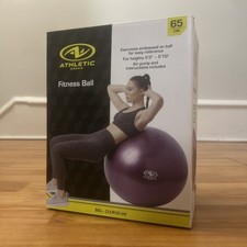 65 cm Yoga Fitness Ball Anti Burst With Air Pump by Athletic Works NEW PURPLE