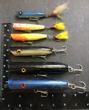 6 Popper Wood Trader Bay Creek Chub Bluefish Striped Bass Surf Vintage Lures C30
