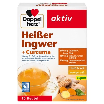 Doppelherz Heißer Ingwer und Curcuma - Vitamin C 10 Beutel (10er Pack), Weiß 