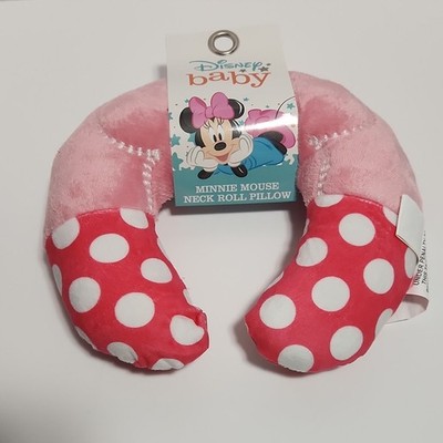 Disney Baby Minnie Mouse Plush Travel Neck Pillow Pink Red Polka Dot