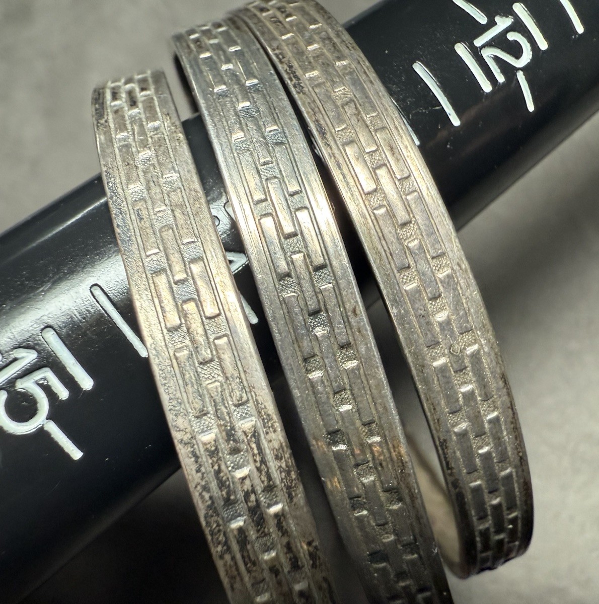 Sterling Silver Art Deco Brick Stackable Nouveau … - image 1