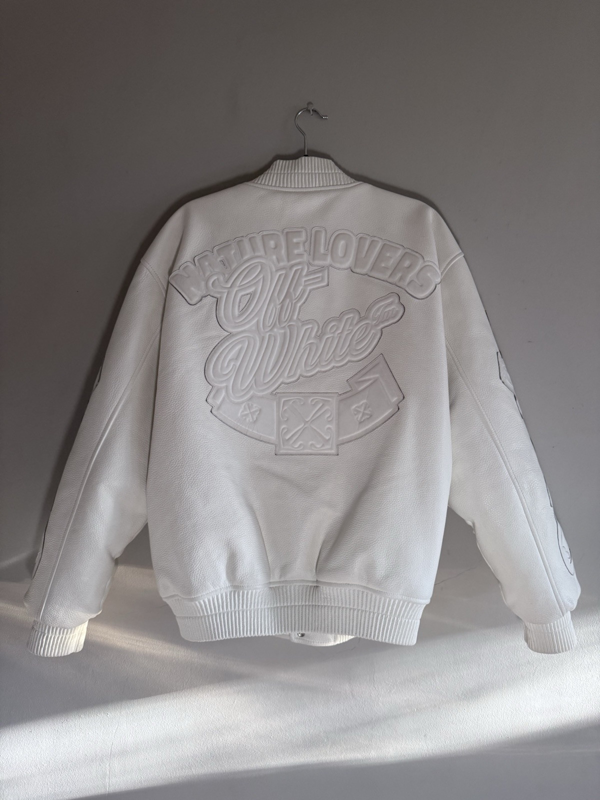 Off-White “Natlover” White Leather Varsity Authenticated Size 48 RRP £3890 image 7