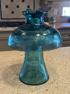 HEMINGRAY AQUA BLUE HEMINGRAY MUNCIE TYPE TWO PIECE Glass Power Insulator