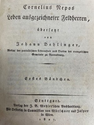 Leben ausgezeichneter Feldherren. 1. und 2.Bändchen KOMPLETT. übersetzt von Joha