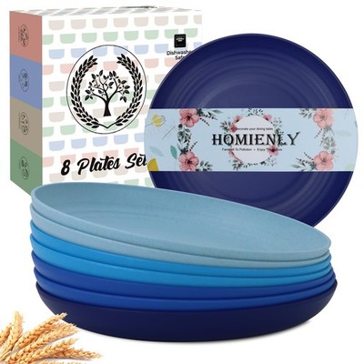 Dessert Plates Set of 8-8 inch Plate Set Wheat Straw Plates for Kitchen Unbre...