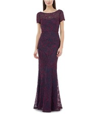 JS Collections Womens Soutache Mermaid Gown Dress, medpurple, 4