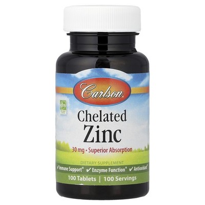 Chelated Zinc, 30 mg, 100 Tablets
