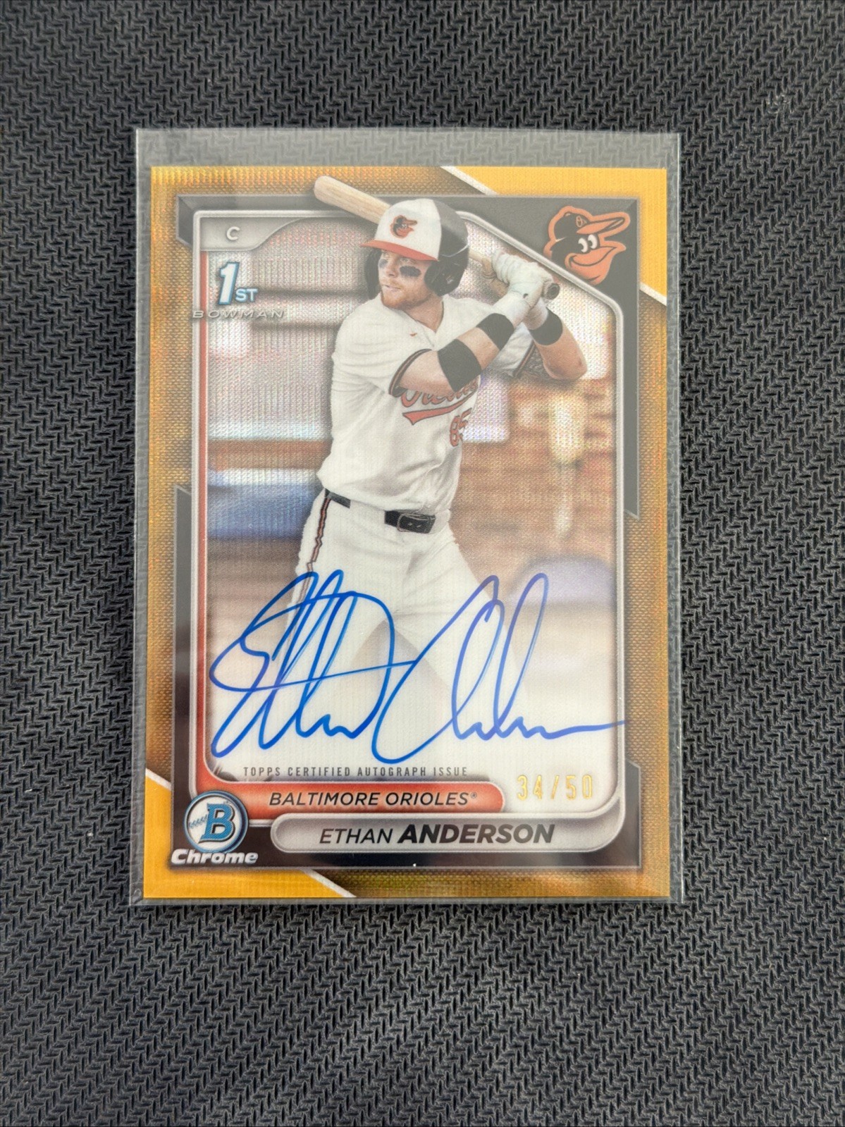 2024 Bowman Chrome ETHAN ANDERSON 1st RC Gold Wave Refractor AUTO /50