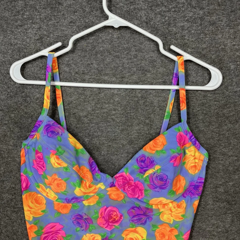Traje de baño vintage Victoria’s Secret de una pieza talla 14C con aros azul floral rosa Foto 4 de 4