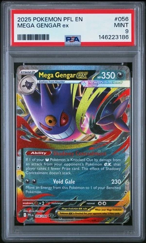 2025 POKEMON PFL EN-PHANTASMAL FLAMES #056 MEGA GENGAR EX PSA 9