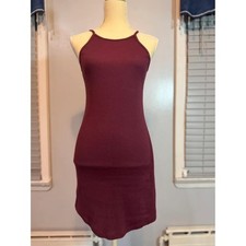 Mudd Burgundy Ribbed Bodycon Dress Racerback Cutout Mini Medium
