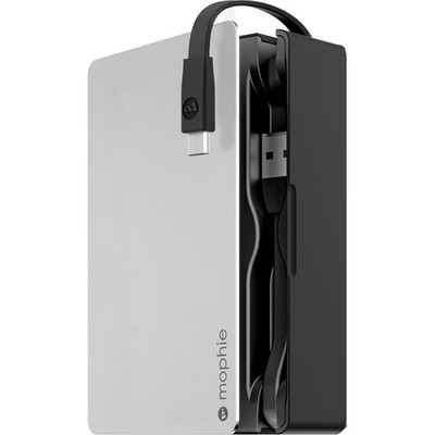 Mophie Powerstation Plus SILVER 5000mAh Battery Charger built-in Micro USB