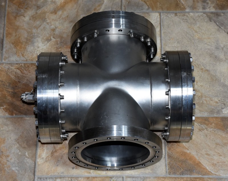 Stainless Steel 8" 4-Way Cross Chamber High Vacuum Component w/ Blind Flange