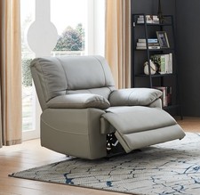 Grey High Grade Genuine Leather Reclining Recliner Armchair - OREGON