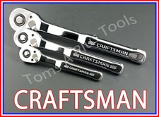 CRAFTSMAN 3pc FULL POLISH Thin Profile Fine Tooth Ratchet socket wrench set 72T